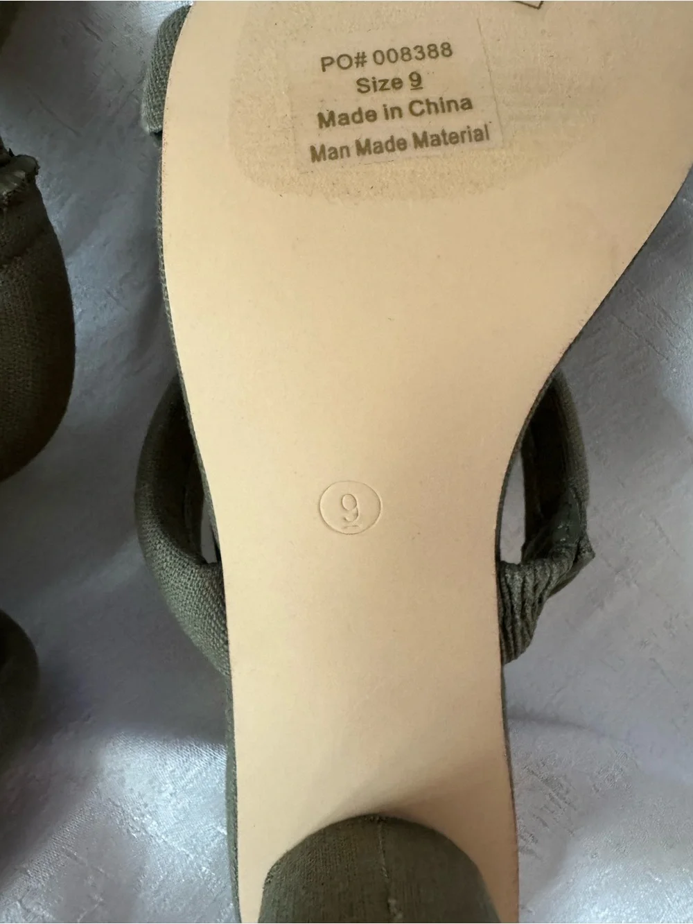 Journee Collection Olive Green Linen Puff Double-Strap Round Block Heel